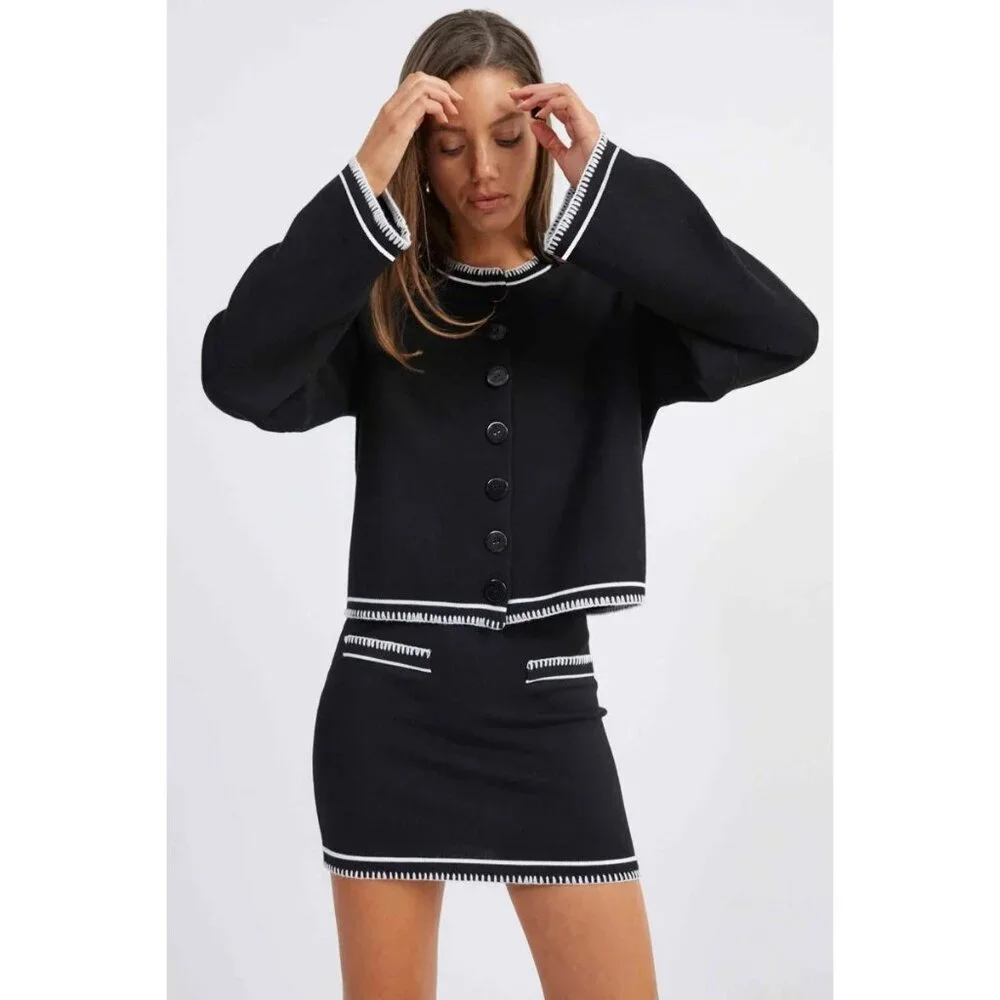 SNDYS Daphne Cardigan in Black Medium New Womens Knit Sweater Jacket